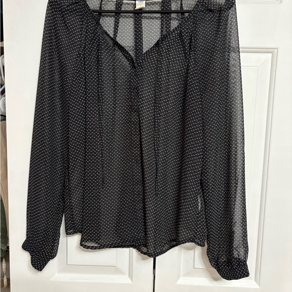 Old Navy Black Long Sleeve Relaxed Blouse